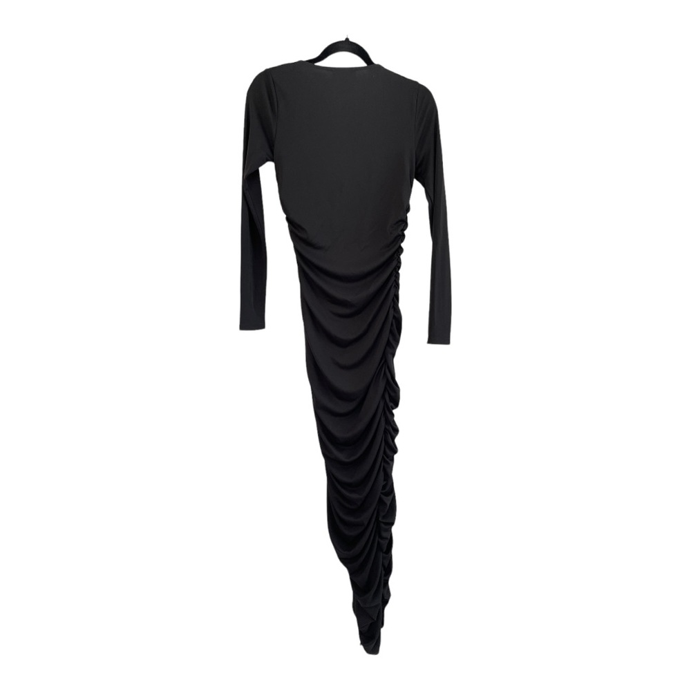 Michael Costello x Revolve Kylee Ruched Asymmetrical Black Midi Dress NWT - Picture 6 of 7